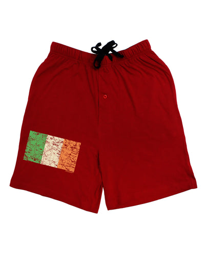 Distressed Irish Flag - Flag of Ireland Adult Lounge Shorts - Red or Black-Lounge Shorts-TooLoud-Red-Small-Davson Sales