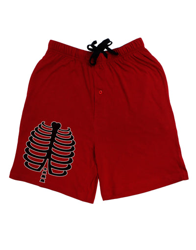 Black Skeleton Ribcage Halloween Adult Lounge Shorts - Red or Black-Lounge Shorts-TooLoud-Red-Small-Davson Sales