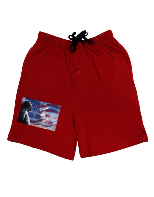 All American Cat Adult Lounge Shorts by TooLoud-Lounge Shorts-TooLoud-Red-Small-Davson Sales