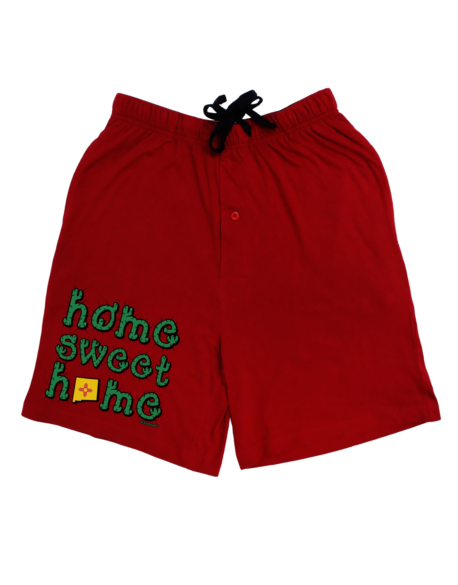 Home Sweet Home - New Mexico - Cactus and State Flag Adult Lounge Shorts - Red or Black by TooLoud-Lounge Shorts-TooLoud-Black-Small-Davson Sales