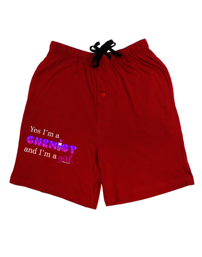 Yes I am a Chemist Girl Adult Lounge Shorts-Lounge Shorts-TooLoud-Red-Small-Davson Sales