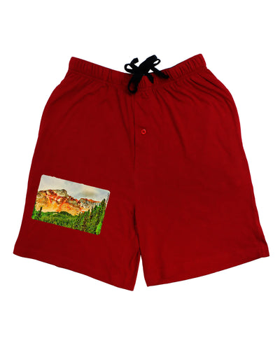 Colorado Forrest Watercolor Adult Lounge Shorts-Lounge Shorts-TooLoud-Red-Small-Davson Sales