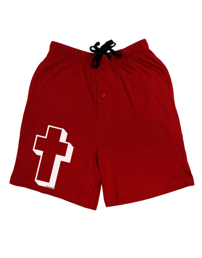 Simple Cross Design Black Adult Lounge Shorts - Red or Black by TooLoud-Lounge Shorts-TooLoud-Red-Small-Davson Sales