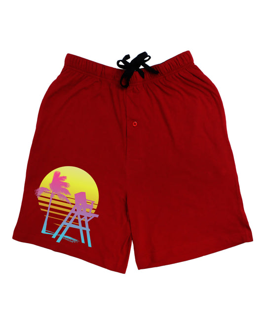 LA Beach Silhouette Letters Adult Lounge Shorts-Lounge Shorts-TooLoud-Red-Small-Davson Sales