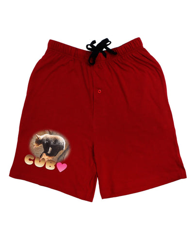 Balancing Bear Cub with Text Adult Lounge Shorts-Lounge Shorts-TooLoud-Red-2XL-Davson Sales