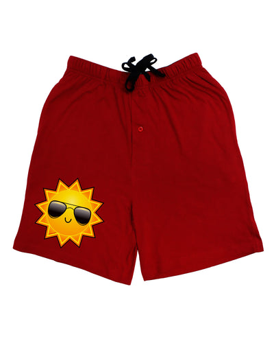 Sun With Sunglasses Dark Adult Lounge Shorts-Lounge Shorts-TooLoud-Red-Small-Davson Sales