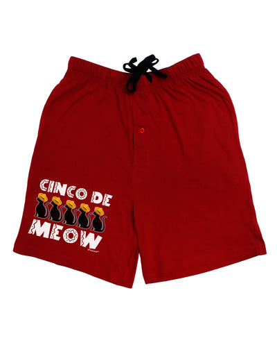 Five Cats - Cinco de Meow Adult Lounge Shorts - Red or Black by TooLoud-Lounge Shorts-TooLoud-Black-Small-Davson Sales