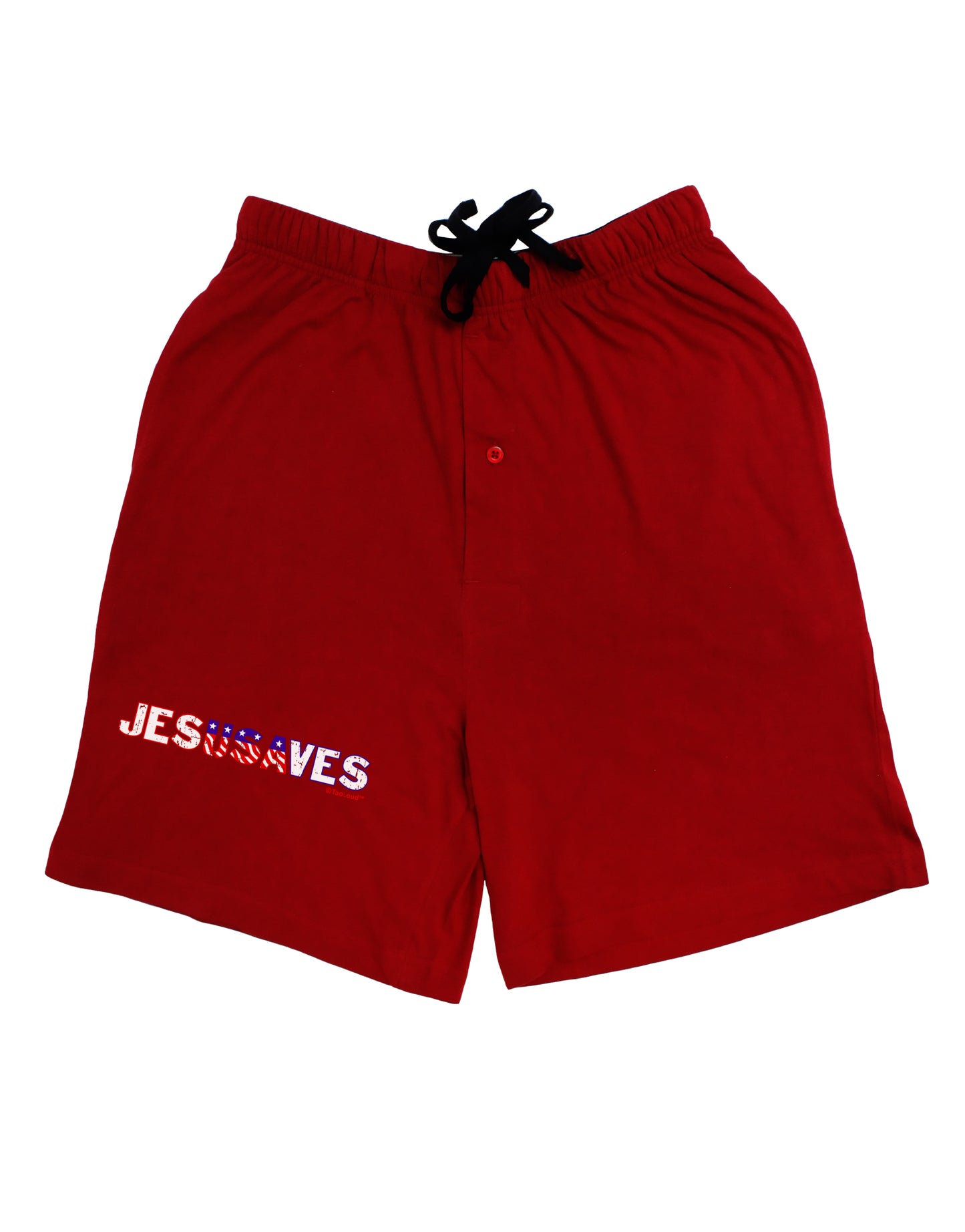 JesUSAves - Jesus Saves USA Design Adult Lounge Shorts - Red or Black by TooLoud-Lounge Shorts-TooLoud-Black-Small-Davson Sales