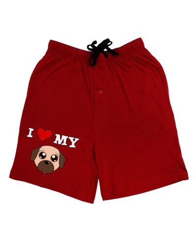 I Heart My - Cute Pug Dog - Fawn Adult Lounge Shorts - Red or Black by TooLoud-Lounge Shorts-TooLoud-Black-Small-Davson Sales