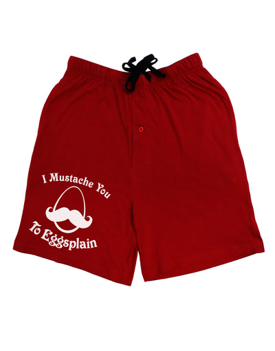 I Mustache You To Eggsplain Adult Lounge Shorts - Red or Black-Lounge Shorts-TooLoud-Red-Small-Davson Sales