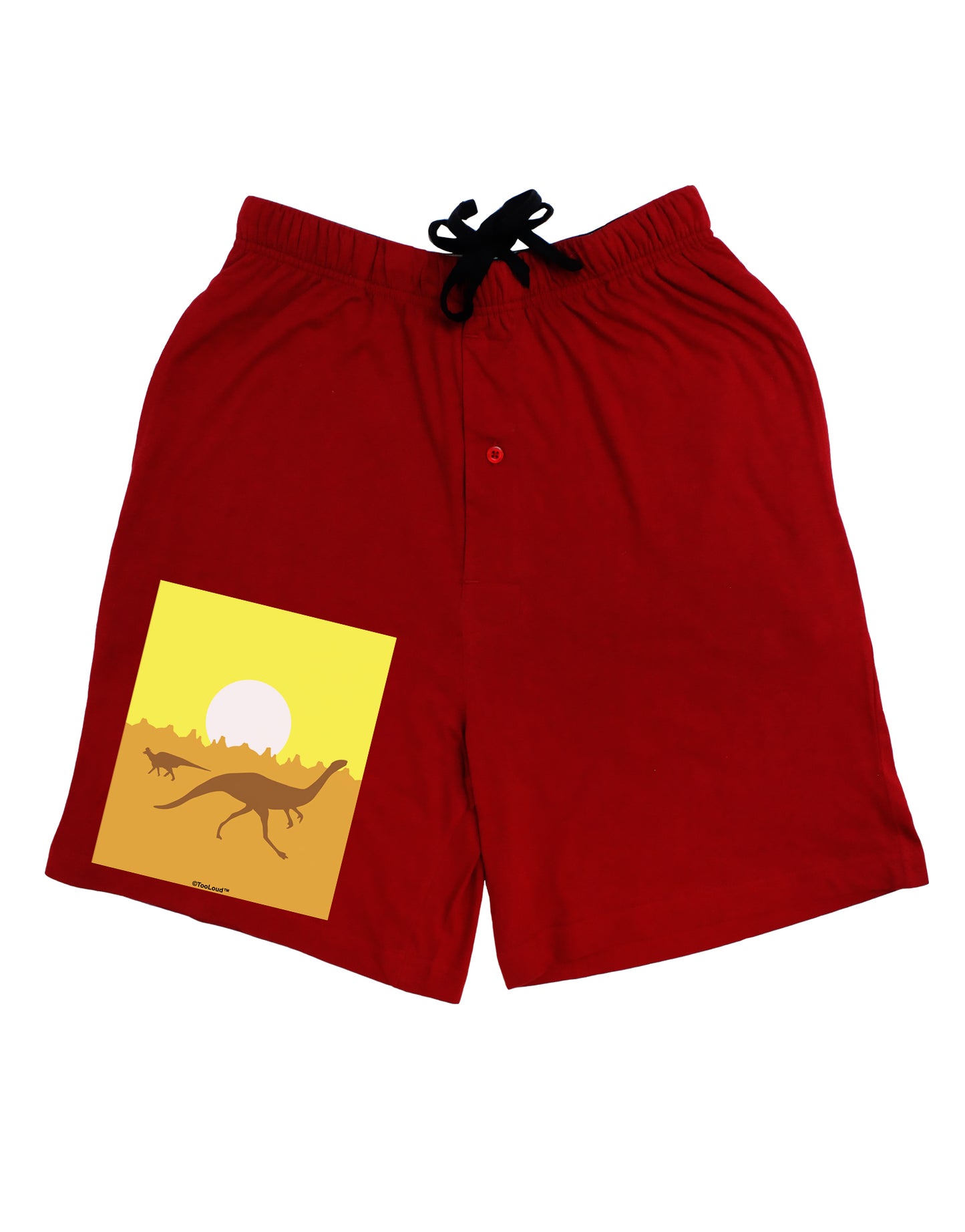 Jurassic Dinosaur Sunrise Adult Lounge Shorts - Red or Black by TooLoud-Lounge Shorts-TooLoud-Red-Small-Davson Sales