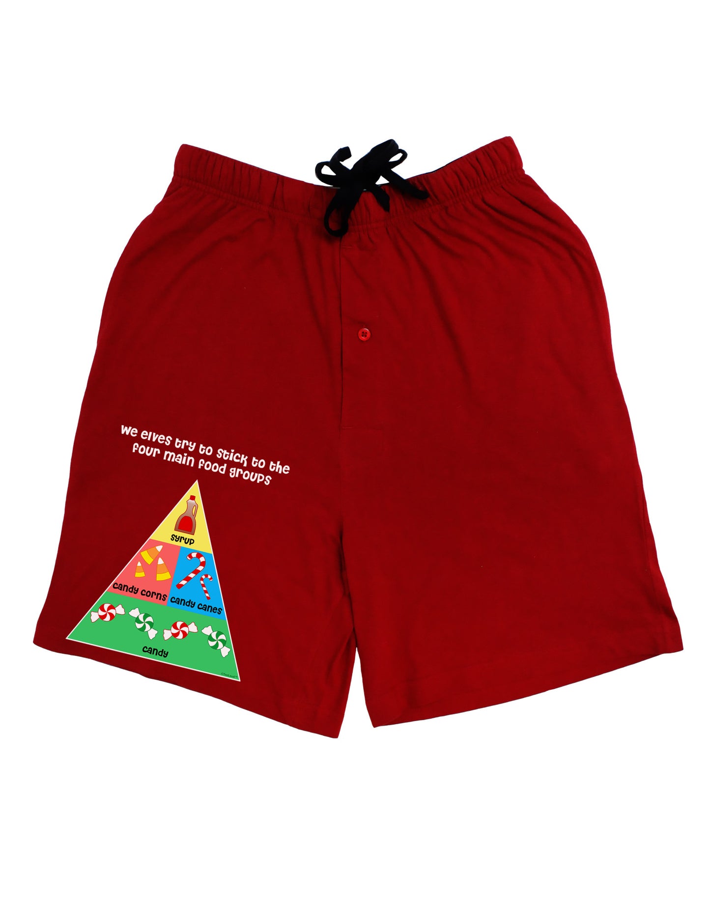 Main Food Groups of an Elf - Christmas Adult Lounge Shorts - Red or Black-Lounge Shorts-TooLoud-Red-Small-Davson Sales