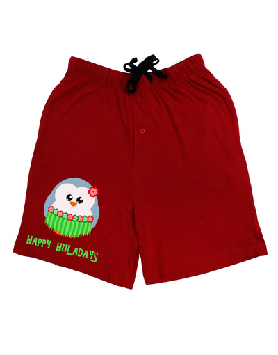 Happy Huladays Christmas Penguin - Red and Green Adult Lounge Shorts - Red or Black-Lounge Shorts-TooLoud-Red-Small-Davson Sales