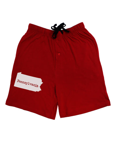 Pennsylvania - United States Shape Adult Lounge Shorts - Red or Black by TooLoud-Lounge Shorts-TooLoud-Red-Small-Davson Sales