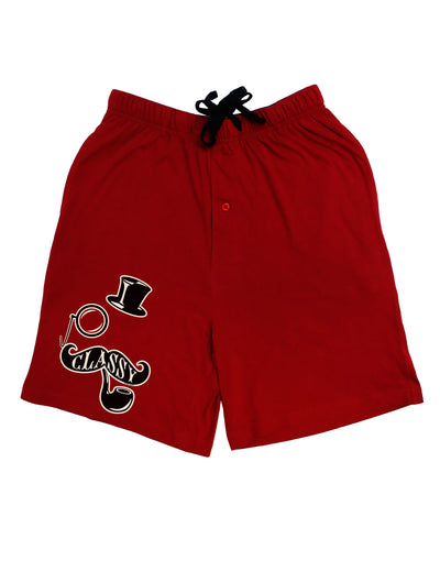 Classy Tophat Mustache Pipe and Monocle Adult Lounge Shorts - Red or Black-Lounge Shorts-TooLoud-Red-Small-Davson Sales