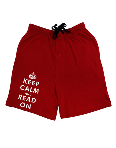 Keep Calm and Read On Adult Lounge Shorts-Lounge Shorts-TooLoud-Red-Small-Davson Sales