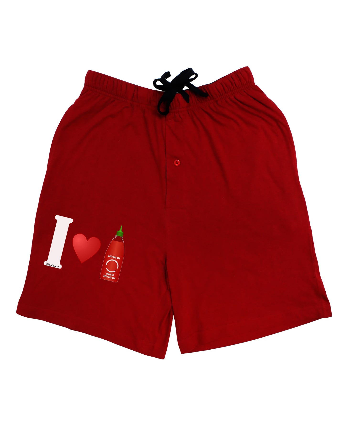 I Heart Sriracha Design Adult Lounge Shorts - Red or Black by TooLoud-Lounge Shorts-TooLoud-Black-Small-Davson Sales