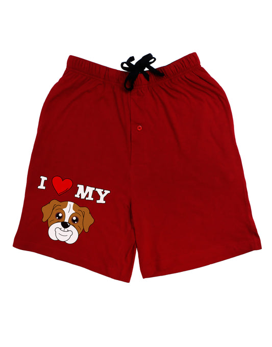 I Heart My - Cute Bulldog - Red Adult Lounge Shorts - Red or Black by TooLoud-Lounge Shorts-TooLoud-Black-Small-Davson Sales