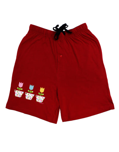 Three Easter Tulips Adult Lounge Shorts - Red or Black by TooLoud-Lounge Shorts-TooLoud-Black-Small-Davson Sales