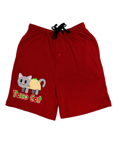 Cute Taco Cat Design Text Adult Lounge Shorts - Red or Black by TooLoud-Lounge Shorts-TooLoud-Red-Small-Davson Sales