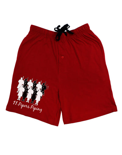 Eleven Pipers Piping Text Adult Lounge Shorts-Lounge Shorts-TooLoud-Red-Small-Davson Sales