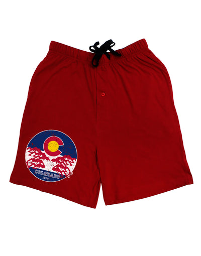 Grunge Colorado Rocky Mountain Bighorn Sheep Flag Dark Adult Lounge Shorts-Lounge Shorts-TooLoud-Red-Small-Davson Sales