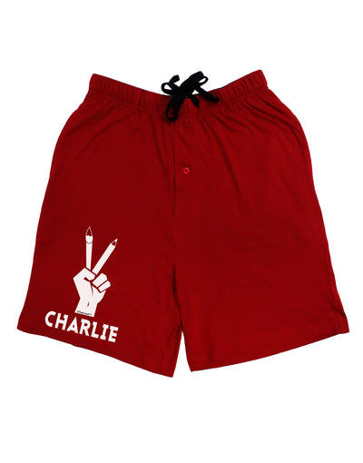 Hand Peace Sign - Charlie Design Adult Lounge Shorts - Red or Black by TooLoud-Lounge Shorts-TooLoud-Black-Small-Davson Sales