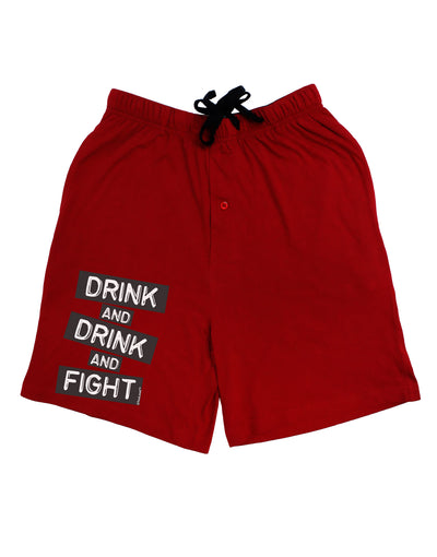 Drink and Drink and Fight Adult Lounge Shorts-Lounge Shorts-TooLoud-Red-Small-Davson Sales