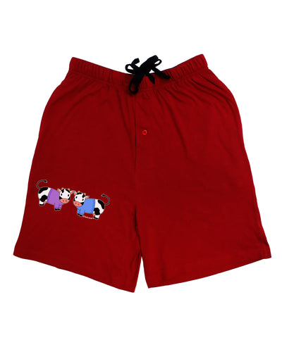 Cute Pair of Sweater Cows Adult Lounge Shorts-Lounge Shorts-TooLoud-Red-Small-Davson Sales