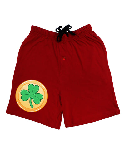 Shamrock Button Vector Design Adult Lounge Shorts - Red or Black by TooLoud-Lounge Shorts-TooLoud-Red-Small-Davson Sales