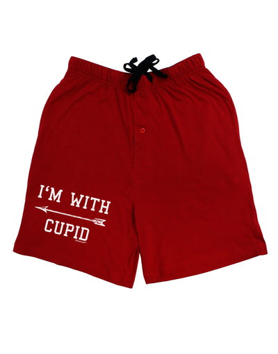 I'm With Cupid - Left Arrow Adult Lounge Shorts - Red or Black by TooLoud-Lounge Shorts-TooLoud-Black-Small-Davson Sales