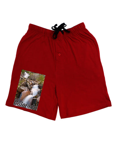 Colorado Waterfall Scene Text Adult Lounge Shorts-Lounge Shorts-TooLoud-Red-Small-Davson Sales