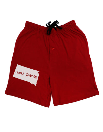 South Dakota - United States Shape Adult Lounge Shorts - Red or Black by TooLoud-Lounge Shorts-TooLoud-Red-Small-Davson Sales