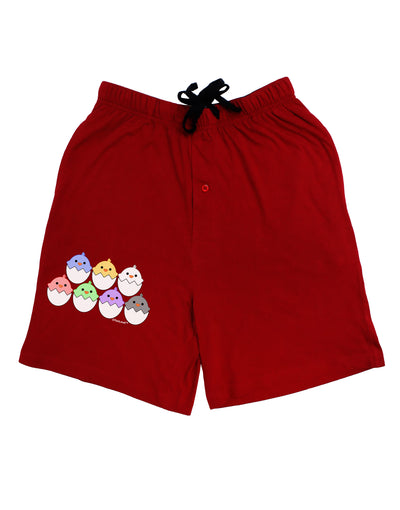 Cute Hatching Chicks Group Adult Lounge Shorts - Red or Black by TooLoud-Lounge Shorts-TooLoud-Red-Small-Davson Sales