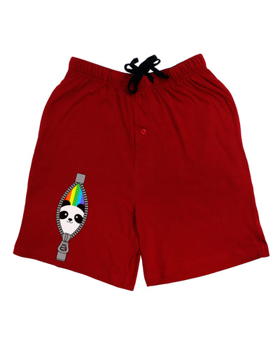 Rainbow Panda Peeking Out of Zipper Adult Lounge Shorts - Red or Black by TooLoud-Lounge Shorts-TooLoud-Black-Small-Davson Sales