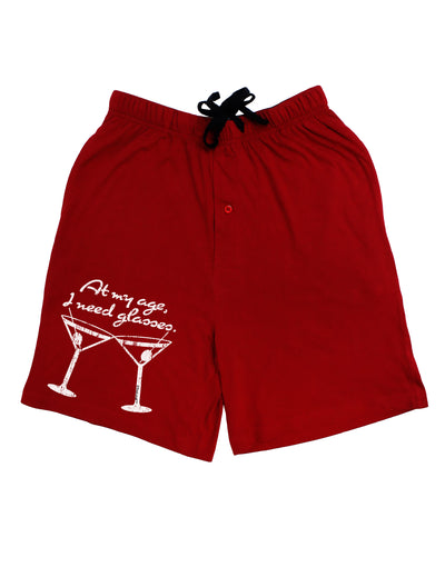 At My Age I Need Glasses - Martini Distressed Adult Lounge Shorts - Red or Black by TooLoud-Lounge Shorts-TooLoud-Red-Small-Davson Sales