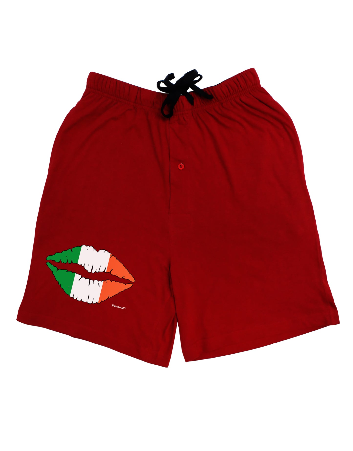Irish Flag Kiss Adult Lounge Shorts - Red or Black by TooLoud-Lounge Shorts-TooLoud-Black-Small-Davson Sales