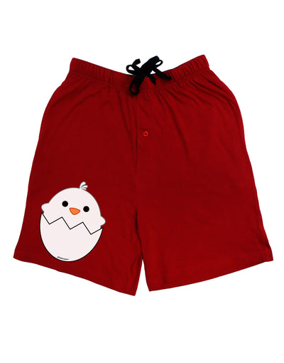 Cute Hatching Chick - White Adult Lounge Shorts - Red or Black by TooLoud-Lounge Shorts-TooLoud-Red-Small-Davson Sales