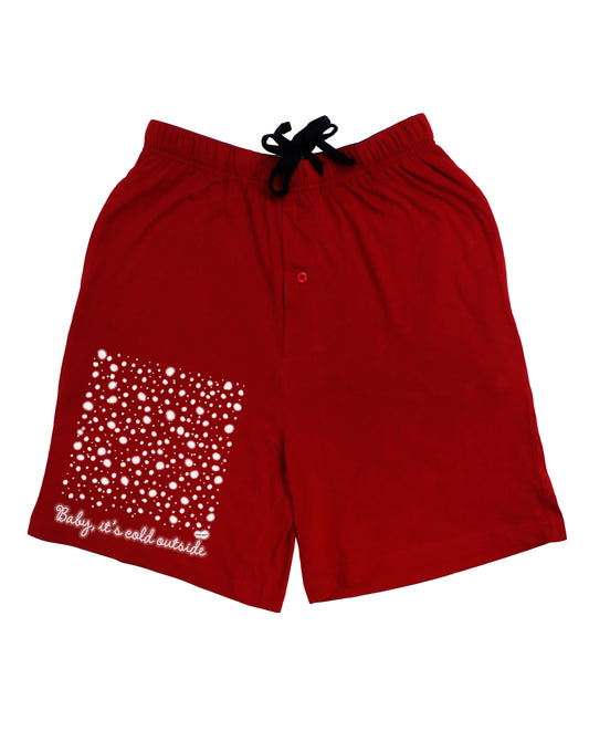 Baby It's Cold Outside Falling Snowflakes - Christmas Adult Lounge Shorts - Red or Black-Lounge Shorts-TooLoud-Red-Small-Davson Sales