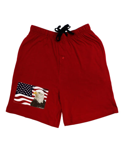 Patriotic USA Flag with Bald Eagle Adult Lounge Shorts - Red or Black by TooLoud-Lounge Shorts-TooLoud-Black-Small-Davson Sales