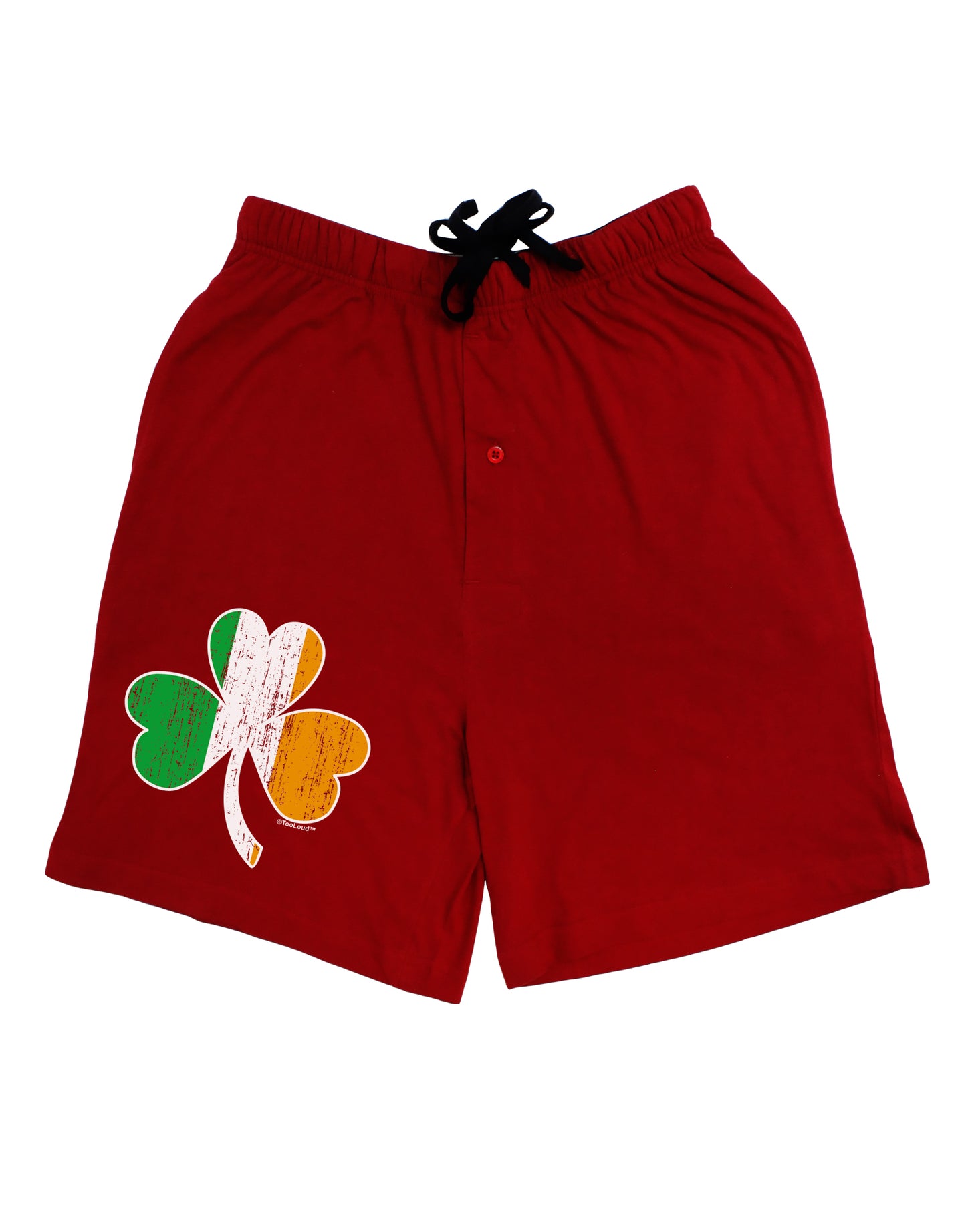 Irish Flag - Shamrock Distressed Adult Lounge Shorts - Red or Black by TooLoud-Lounge Shorts-TooLoud-Black-Small-Davson Sales
