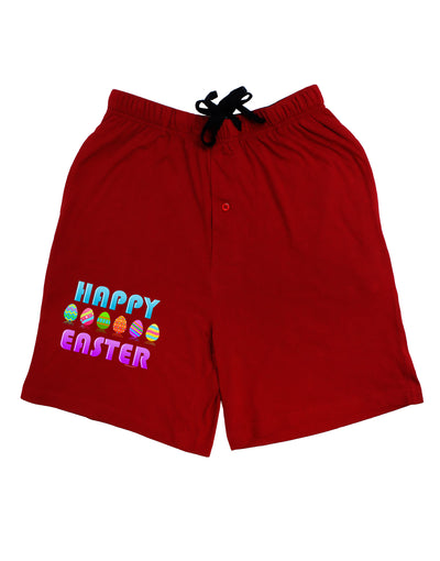 Happy Easter Decorated Eggs Adult Lounge Shorts-Lounge Shorts-TooLoud-Red-Small-Davson Sales