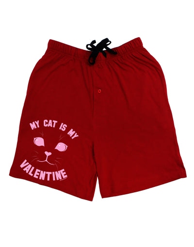 My Cat is my Valentine Relaxed Fit Adult Lounge Shorts by-Lounge Shorts-TooLoud-Red-Small-Davson Sales