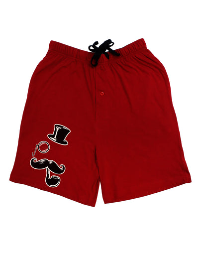 Tophat Mustache Pipe and Monocle Adult Lounge Shorts - Red or Black-Lounge Shorts-TooLoud-Red-Small-Davson Sales