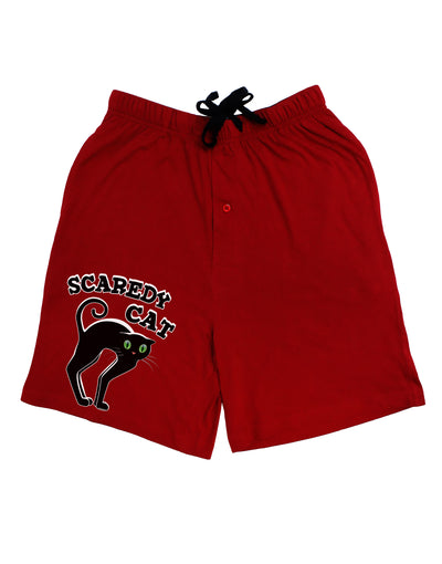 Cute Scaredy Cat Black Cat Halloween Adult Lounge Shorts - Red or Black by TooLoud-TooLoud-Red-Small-Davson Sales