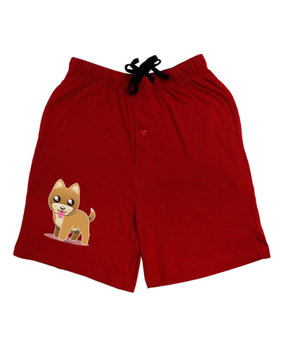 Kawaii Standing Puppy Adult Lounge Shorts-Lounge Shorts-TooLoud-Red-Small-Davson Sales