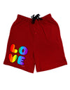 Rainbow LOVE Text Adult Lounge Shorts - Red or Black by TooLoud-Lounge Shorts-TooLoud-Black-Small-Davson Sales