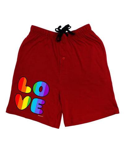 Rainbow LOVE Text Adult Lounge Shorts - Red or Black by TooLoud-Lounge Shorts-TooLoud-Black-Small-Davson Sales