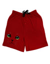 Green-Eyed Cute Cat Face Adult Lounge Shorts-Lounge Shorts-TooLoud-Red-Small-Davson Sales