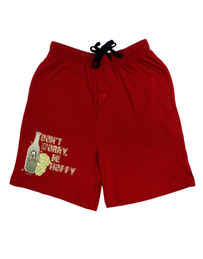 Don't Worry Be Hoppy Dark Adult Lounge Shorts-Lounge Shorts-TooLoud-Red-Small-Davson Sales